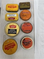8 assorted tobacco tins, Log Cabin & Erinmore