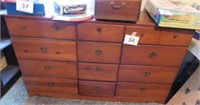 Wooden dresser, 12 drawers, 55" w x 15" d