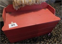 Painted wooden bench seat w/ storage toy box,