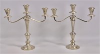 Pr. Sterling candelabra, 3 light, Gorham, weighted