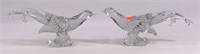 Pr. Paden City glass pheasants, clear, 13" long,