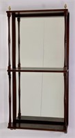 Mahogany plate rack, mirror back, turned columns,