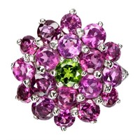 Natural Chrome Diopside Rhodolite Garnet Ring