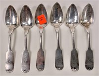 6 coin teaspoons - J.H. Tyler Co., monogramed,