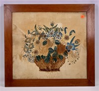 Theorem painting on cloth, flower basket,