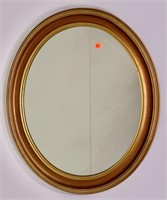 Oval mirror, brown and gold finish, 27" x 22"