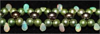Silver & Tahitian Pearls w Opals Bracelet