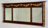 Mahogany mantle mirror, 3 sections, Adams style,