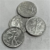 Lot of (4) Walking Liberty Half Dollars