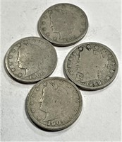 Lot of (4) Liberty Head V Nickels