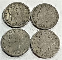 (4) Liberty Head V Nickels