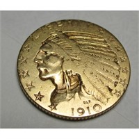 1910 $5 Gold Indian Coin