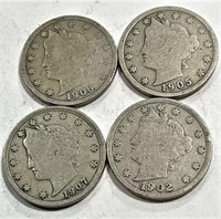 (4) Liberty Head V Nickels