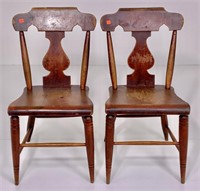 4. Plank seat Russell chairs, mahogany grain