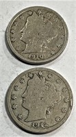 (2) Liberty Head V Nickels