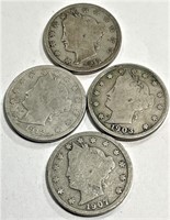 Lot of (4) Liberty Head V Nickels