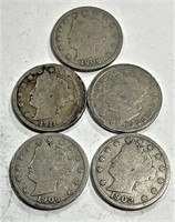 (5) Liberty Head V Nickels
