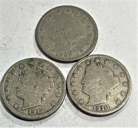 (3) Liberty Head V Nickels