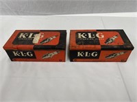 2 x KLG spark plug tins