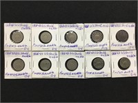 10 1868-83 U.S. Shield Nickels (1st US nickel)