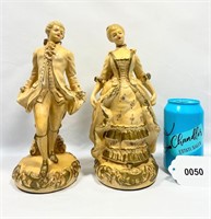 Vintage Colonial Man & Woman Plaster Figures