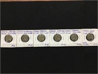 6 Silver Jefferson World War II Steel Cents