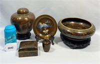 Vintage  Chinese JINGFA Brass Cloisonne Urns Vases