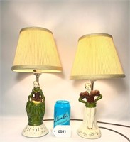 Vintage Porcelain Colonial Man & Woman Table Lamps
