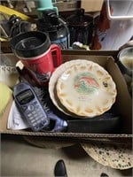 Assorted Plates, Phone, Miscellaneous items