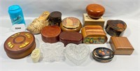 Misc Collection of Wooden Boxes & Glass Dishes