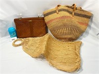 Leather Purse & Woven Bags Lot