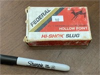 Five single shot, hollow Point Slug shotgun shells
