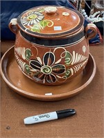 Mexican Terra Cotta Soup Set, crack