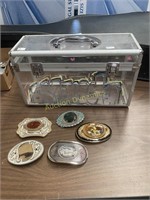 Five Belt Buckles and clear case