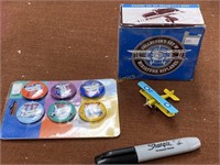 Miniture BiPlane Collector's Set & Buttons