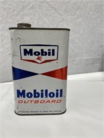 Mobiloil outboard oil quart tin