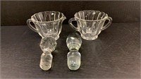 Creamer/sugar Bowl & 2 Corks Glass Clear