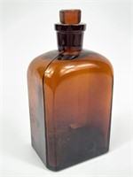 Vintage Dark Amber Cheical Bottle w/ Stopper