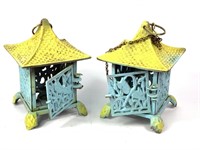 Pair of Cast Iron Pagoda Lanterns