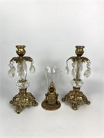Hollywood Regency Vase and Candle Holders