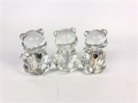 Three Glass Fenton Teddy Bears