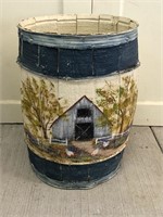 Hand Painted Wooden Barrel