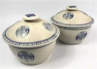 Large Blue Phoenix Rice Bowls with Lids