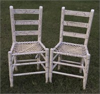 Pair of Chairs with Woven Rope Seats