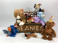 Ty Beanie Babies and Wooden Basket