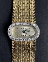 Mid Modern Geneva 14k Gold & Diamond Wrist Watch