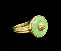 Vintage Chinese 14k Gold & Jade Ring