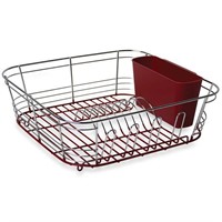 Omni Small Chrome Dipped Dish Drainer in Red