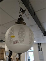 Vintage down light with glass bowl and shade