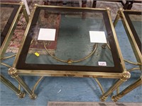Small brass, glass top table Option lots 148,9